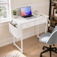 thumbnail image 4 of edx Small Desk with Drawers & Iron Hook, 32 Inch Computer Desk,White Vanity Desk with Storage Bag Modern Gaming Writing Desk Study Table for Home Office, White, 4 of 9