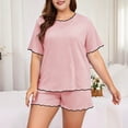thumbnail image 2 of yillto Plus Size Women Pjs Set Short and Short Sleeve Shirts Sleepwear Summer Soft Pajamas Lounge Sets, 2 of 5