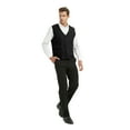 thumbnail image 4 of 5 Packs Unisex Waiter Uniform Vest Bartender Waitress Botton Workwear with Pockets for Men Women-Black-XL, 4 of 6