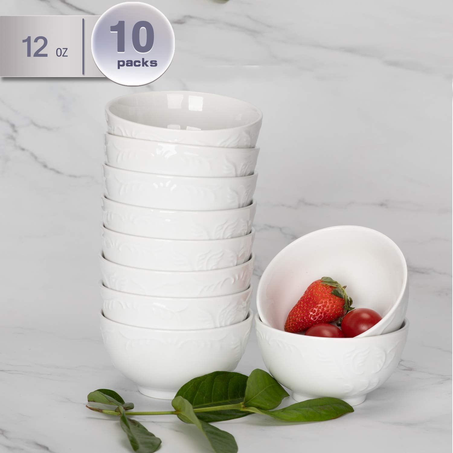 amHomel 12 oz Bowls 10Pack Emboss Style