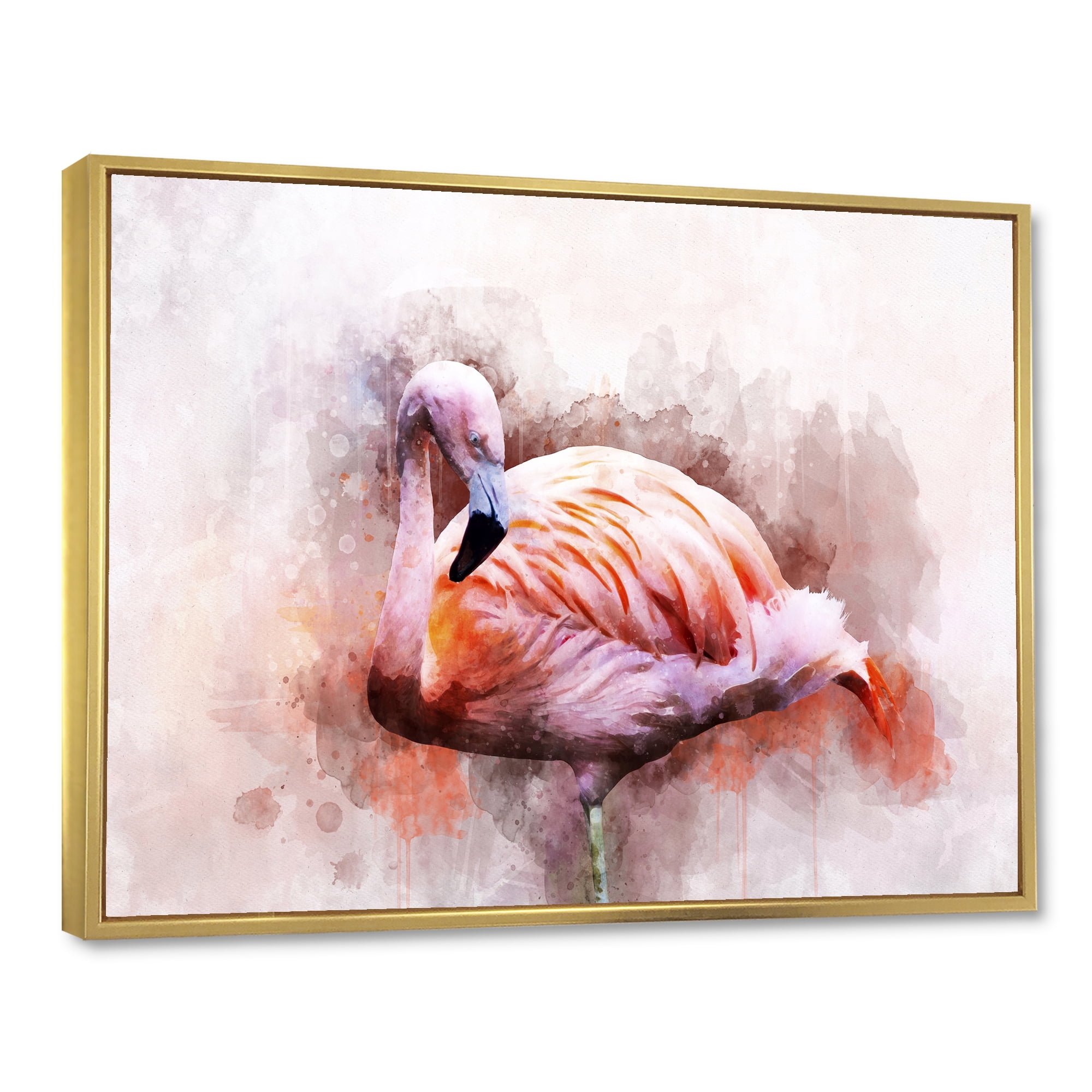 Designart 'Abstract Portrait of Pink Flamingo III' Farmhouse Framed Canvas Wall Art Print