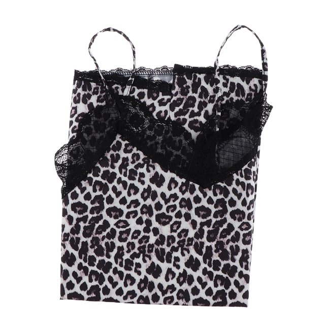 Blusa sin mangas con encaje y estampado de leopardo para mujer, top corto tipo camisola, ropa de club METRO