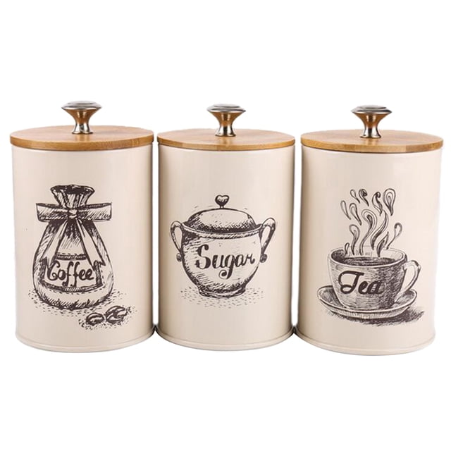 3 Pack Food Storage Containers With Lid Retro Jar- Perfect Canister For Sugar Bowl Serving Tea, Coffee, Sugar