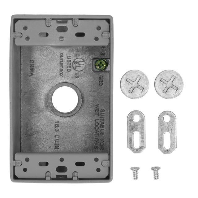 1 Gang Device Box, Power Outlet Box High Strength Widely Usage Aluminum Alloy With Screw For Outdoor For Pool House