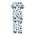 thumbnail image 6 of Feancey Capri Pajamas for Women Set with Pockets Floral Print Casual Pjs Sets Button Up Pleated Short Sleeve Top Cotton Soft Sleepwear Two Piece Limited Time Sales Today, 6 of 6