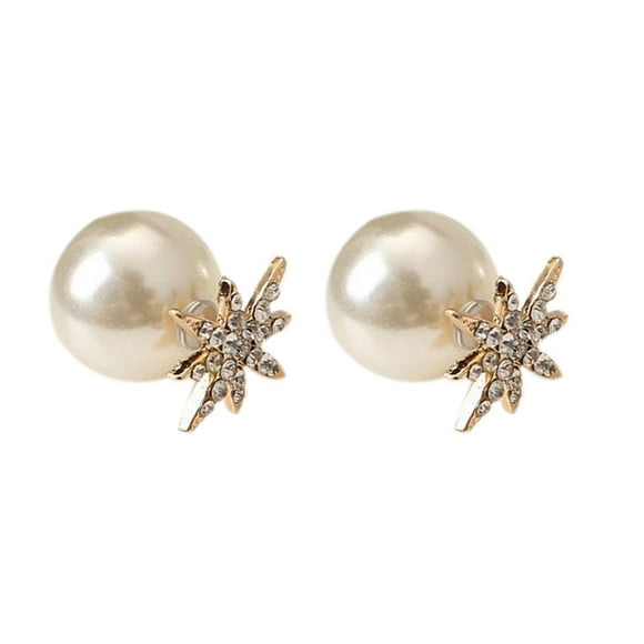 Zircon Boucles d'Oreilles Perle Flocon de Neige Clous Perforés Boucles d'Oreilles en Alliage Géométrique Accessoire de Bijoux Cadeaux