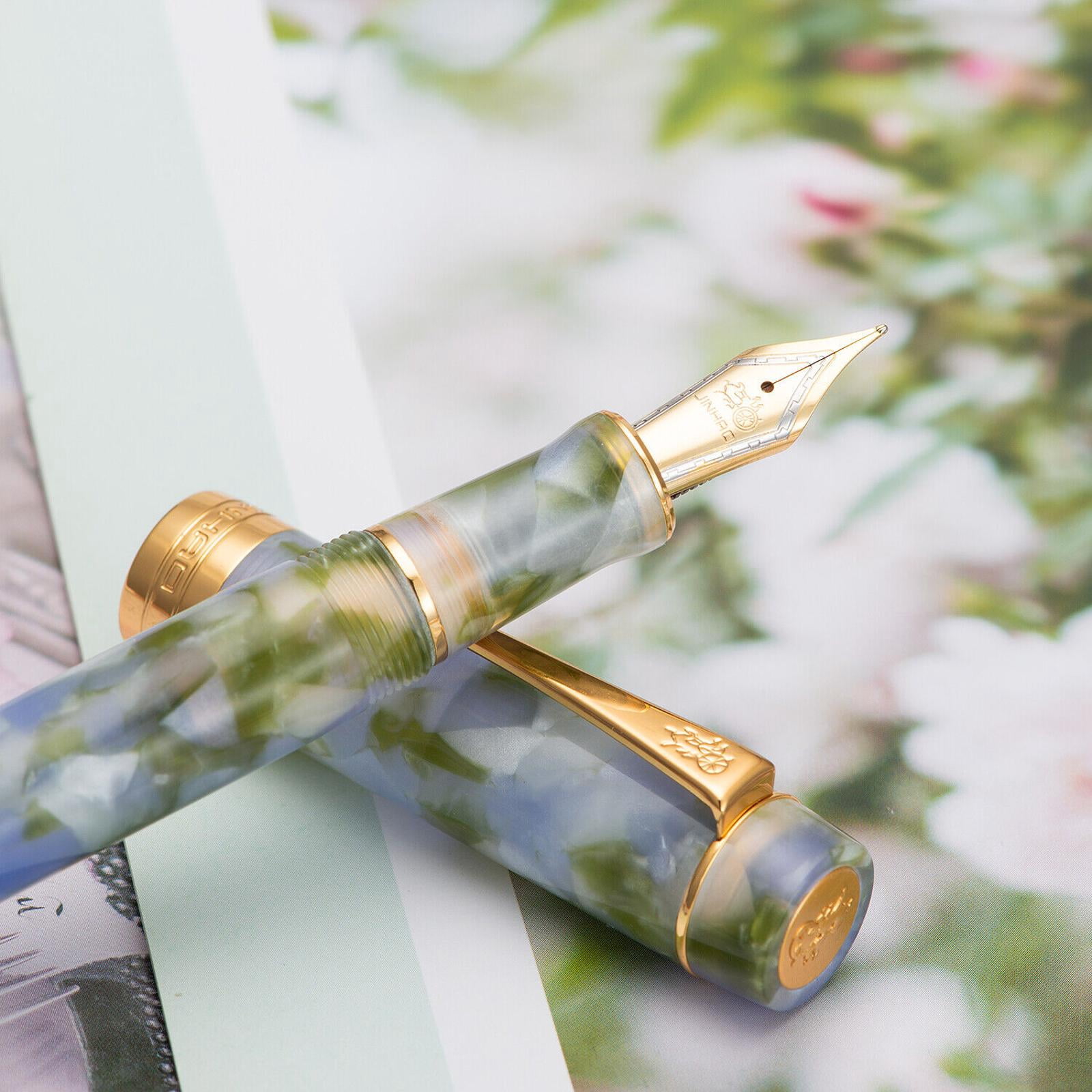 Acrylic Fountain Pen with Golden Plated Medium Nib for Men & Women