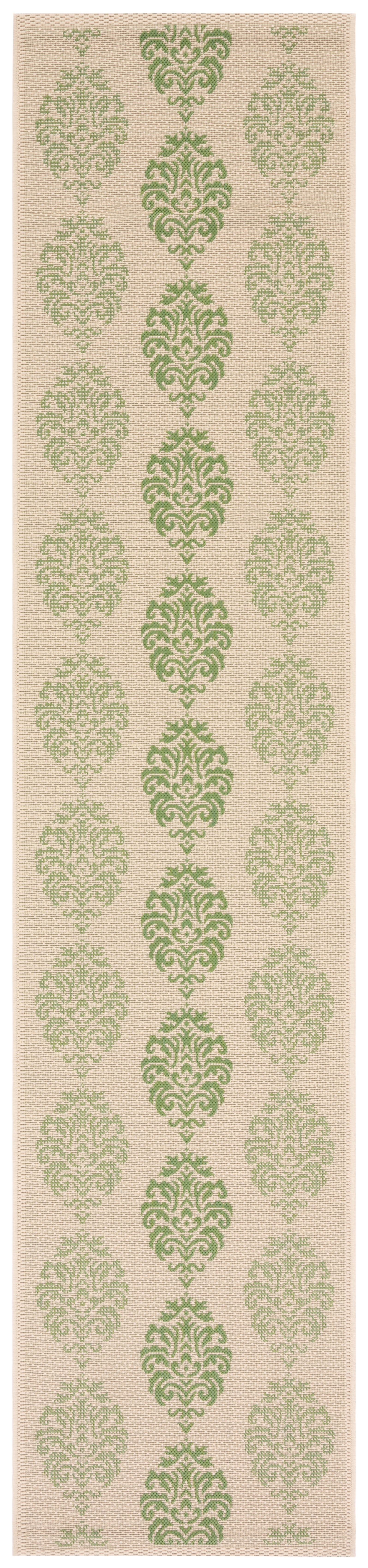 Safavieh Courtyard Jenny Medallion Indoor/Outdoor Runner Rug, Natural/Olive, 2'3" x 12'