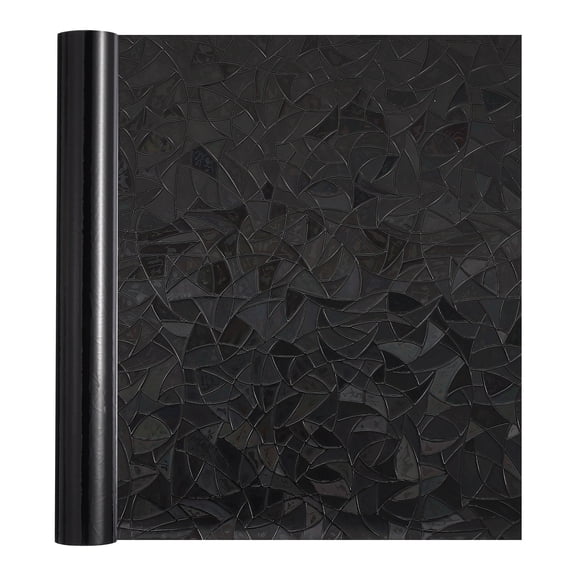 Uxcell Window Privacy Film, 39.4"x11.8" Static Cling Removable 3D Stained Glass Film Decorative Window Sticker Non Adhesive for Glass Covering Decal Heat Control Sun Blocking Home, Black