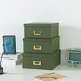 thumbnail image 5 of Green Kraft Paper Storage Boxes Set of 3 with Lids, 5 of 8