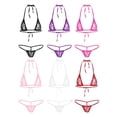 thumbnail image 4 of Conjunto de lencería transparente de encaje para mujer, minimicrobikini transparente con cuello Halter, Top con sujetador y Tanga en la espalda, ropa interior, 4 of 5