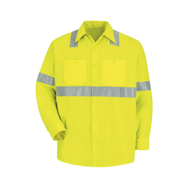 Red Kap® Men's Hi-Visibility Long Sleeve Work Shirt - Type R, Class 2 -  Walmart.com