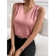 thumbnail image 4 of Xuyuer Women's Casual Fashion Solid Color V-Neck Satin Top, Chic Short Sleeve Blouse for Dinner Dates, Cocktail Parties and Spring Summer Evening Wear, 4 of 7