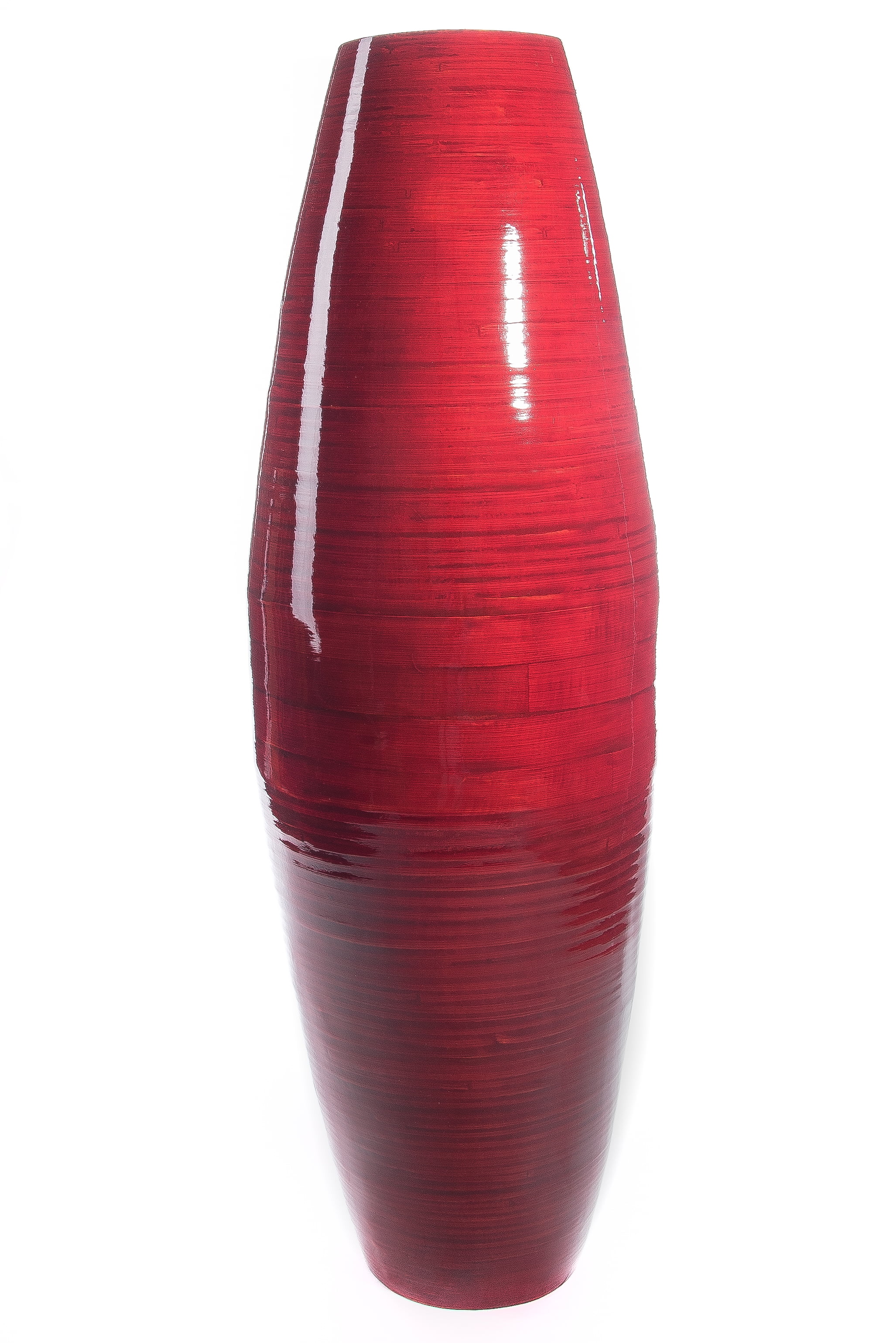 36" Bamboo Cylinder Floor Vase Mahogany Red