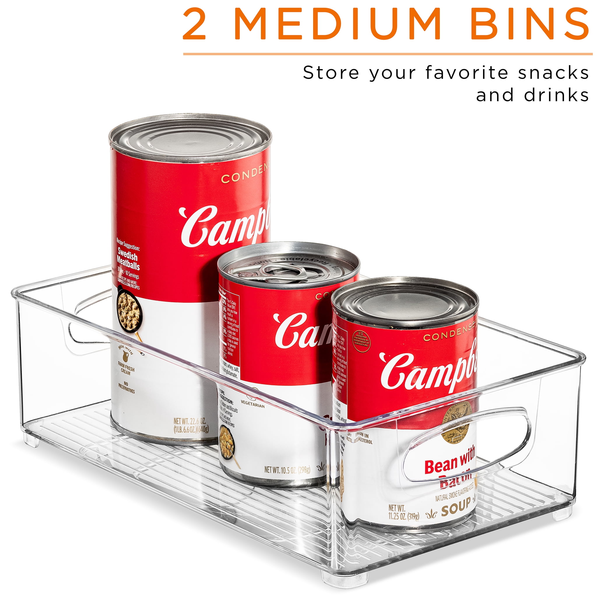 Sorbus 10-Piece Clear Open Storage Bins Set - Stackable Fridge & Pantry Organizers