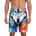 thumbnail image 1 of Fotbe Cool Colorful Wolf Pantalones Cortos de Pijama para Hombre, Ropa de Dormir, Pantalones de Pijama Cortos para Hombre-Small, 1 of 6