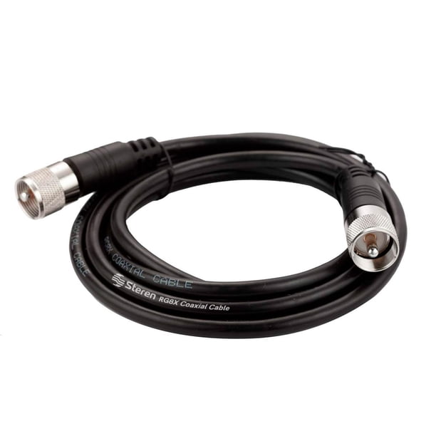 Cable coaxial STEREN RG8X de 12 pies con conectores UHF PL259