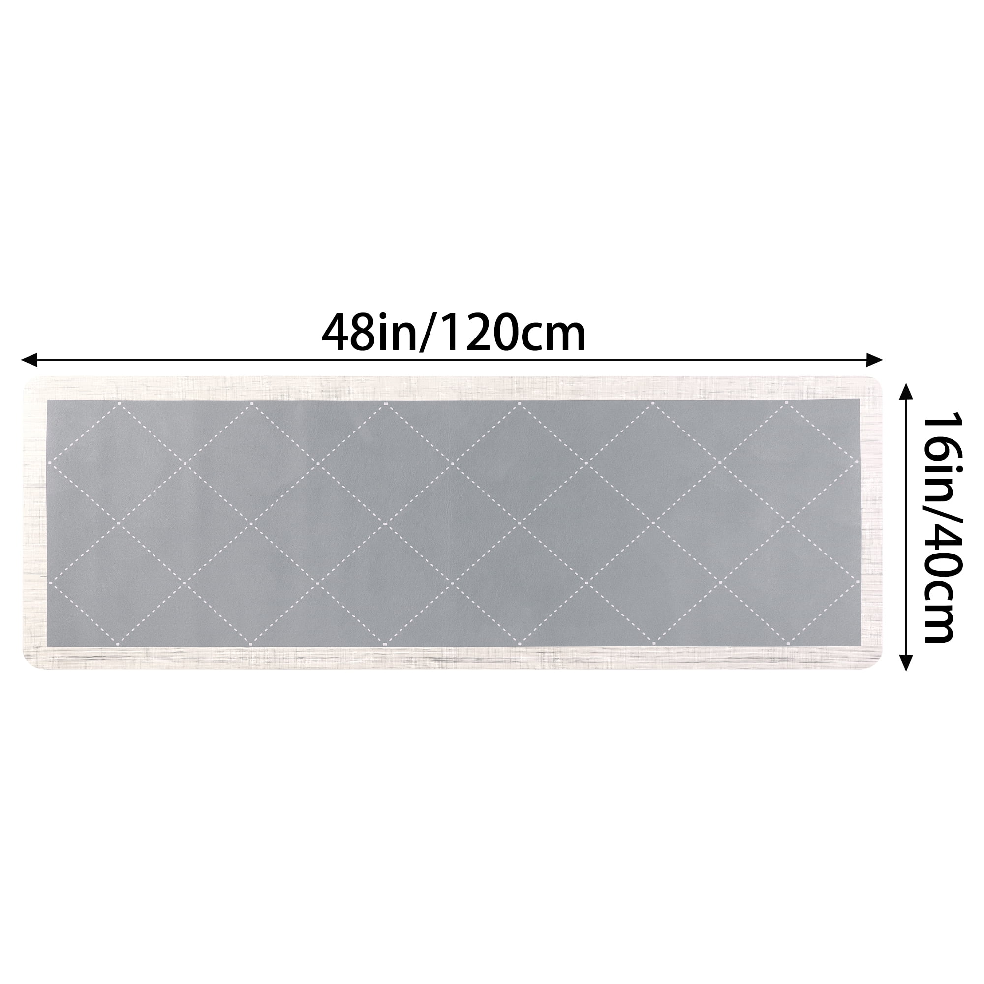 Unique Bargains Geometry Kitchen Rug Cushioned Anti-Fatigue Floor Mat Waterproof Carpet Grey 18" x 48"