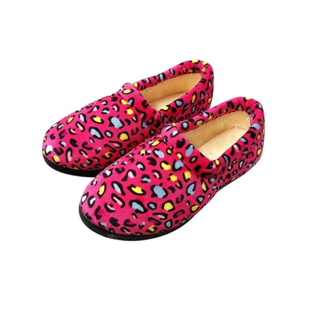 

Tenmix Women Anti-Slip Loafer Slippers Indoor Comfort Cozy House Shoes Red Leopard Print 5
