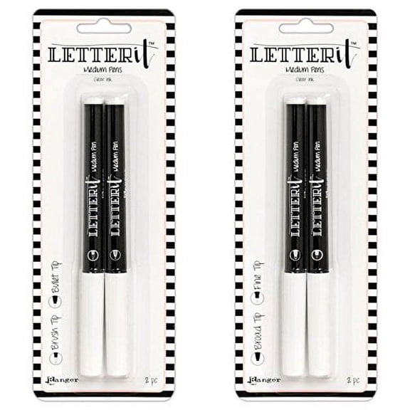 Ranger Letter IT Medium PENS Clear Embossing Ink 2 Packs- Set #1 & #2