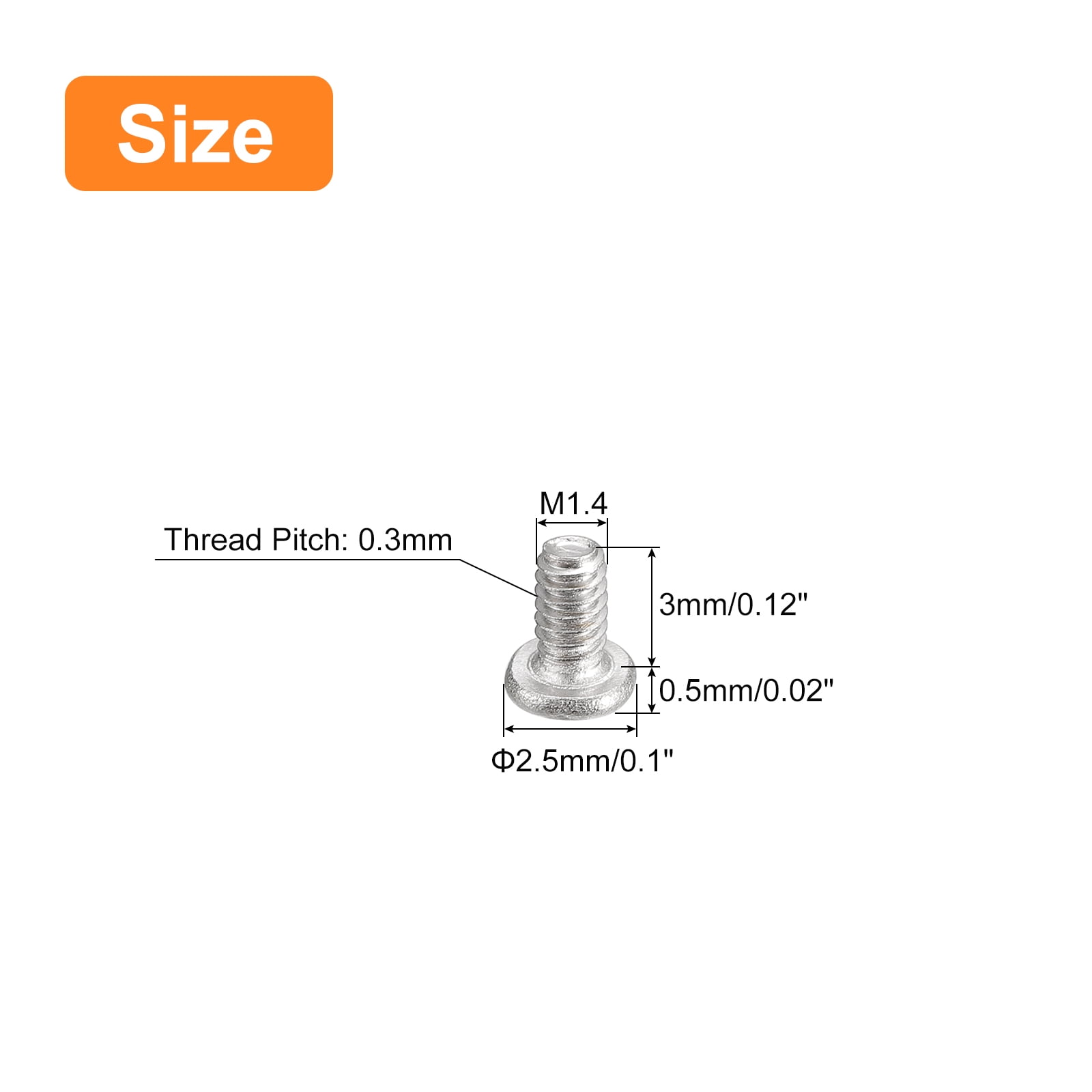 Unique Bargains Flat Round Head Phillips Drive Machine Screws Silver Tone M1.4-0.3 x 3mm
