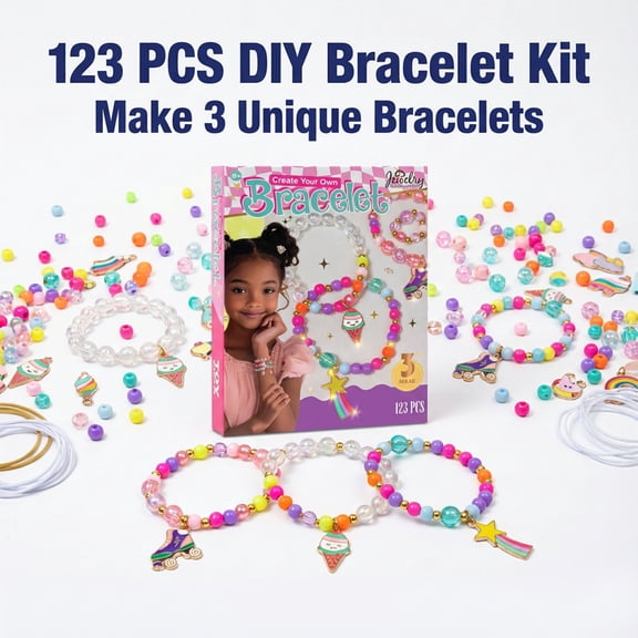 Toymingle DIY Bracelet Making Kit Colorful Beads and Charms for Kids