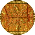 thumbnail image 1 of Ahgly Company Machine Washable Indoor Round Animal Yellow Traditional Area Rugs, 7' Round, 1 of 4