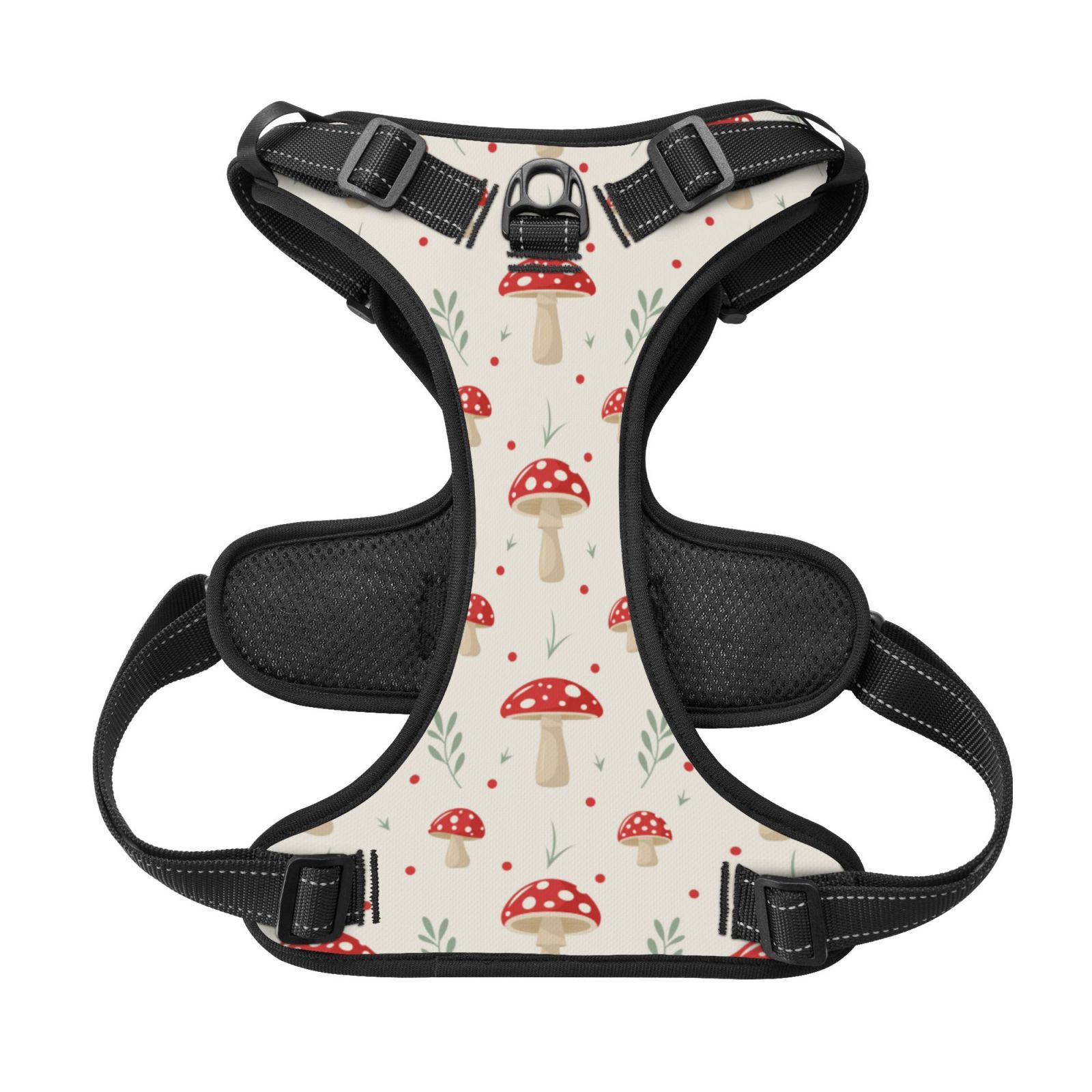 Kdxio Mushroom Print No Pull Dog Harness Adjustable Reflective Oxford Easy Control Medium Large Dog Harness for Training and Everyday-Large