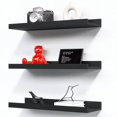 thumbnail image 1 of Juego de 3 estantes flotantes RICHER HOUSE, montados en la pared, madera negra, 1 of 8