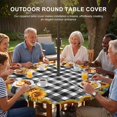 thumbnail image 3 of Round Outdoor Tablecloth with Umbrella Hole and Zipper, Sunflowers Tablecloth with Elastic Waterproof, Farmhouse Summer Floral Black White Plaid Patio Table Covers for 36" - 44" Picnic Pool Tables, 3 of 9