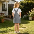 thumbnail image 6 of Bobifish Toddler Girls Suspender Dress Kids Girls Sleeveless Plaid Printed Cross Back Dress With Pocket Casual Kids Girls Dresss, 6 of 6