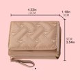 thumbnail image 6 of bestolf Women Stylish Tri-Fold Wallet Embroidered Heart Cash Wallet Mini Card Holder Wallet with Zippered Coin Pocket for Dating Shopping (Pink ), 6 of 8