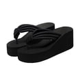 thumbnail image 1 of High Heel Platform Slippers Fashion Flops Slope Non-slip Resort Beach Black Knoted Sandals for Women Female(Size 37), 1 of 3