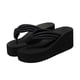 thumbnail image 1 of High Heel Platform Slippers Fashion Flops Slope Non-slip Resort Beach Black Knoted Sandals for Women Female(Size 38), 1 of 4