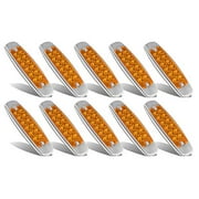 Partsam 10x 6.2" LED Marker Clearance Light 12LED Pigtail Amber Trailer Lights, Sealed 6-1/5" Amber Rectangular Spyder 12-LED Marker and Clearance Lights with Stainless Steel Rim