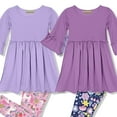 thumbnail image 3 of Millie Loves Lily Girls Orchid Petal And Purple Dress And Printed Leggings Set, Toddler Girl Size 3T, (4-PCS), 3 of 3
