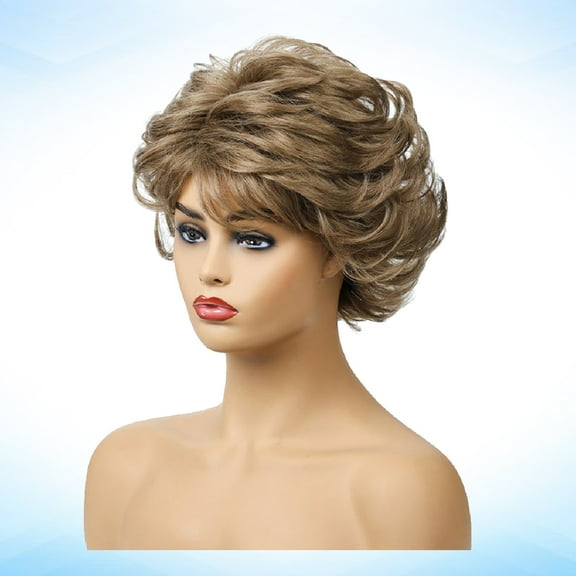 IBASETOY Fashion Woman Curly Wig Black Ventilative Short Hair for Costume Display