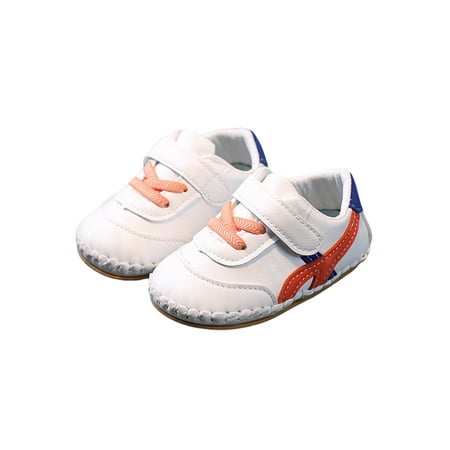 

Fangasis Children Sneakers Non-Slip Casual Shoes Comfort Flats Baby Walking Shoe Sport Lightweight First Walkers White Orange 6.5C