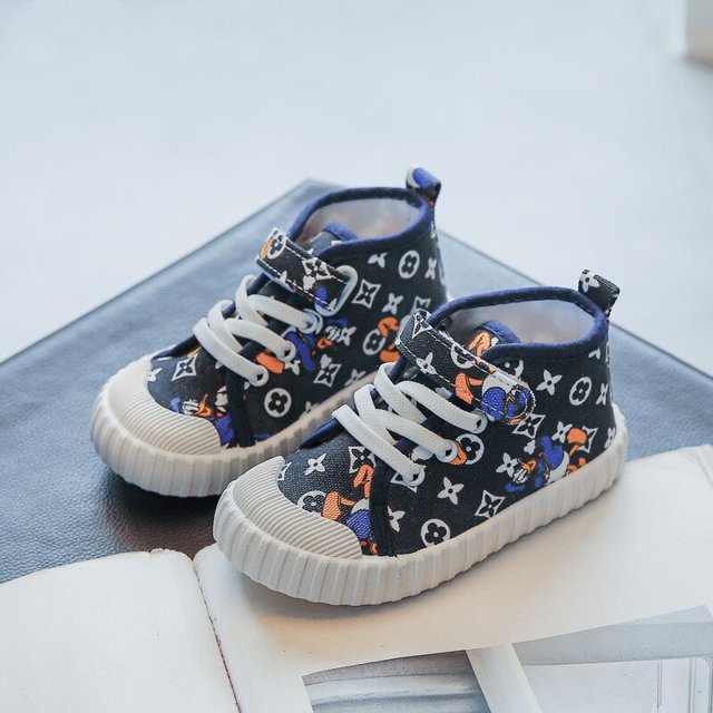 Disney niños dibujos animados Tang viejo pato niño niña antideslizante fondo suave zapatos deportivos casuales estudiante moda correr lona shoes28-Insole 17 cm Gao Jinjia LED
