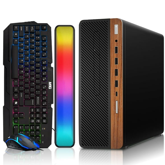 Restored HP Dark Single Premium Desktop Computer PC – AMD Processor,16GB RAM,512GB SSD,RGB Keyboard with AI Copilot Key and Mouse,RGB Soundbar,Windows 11