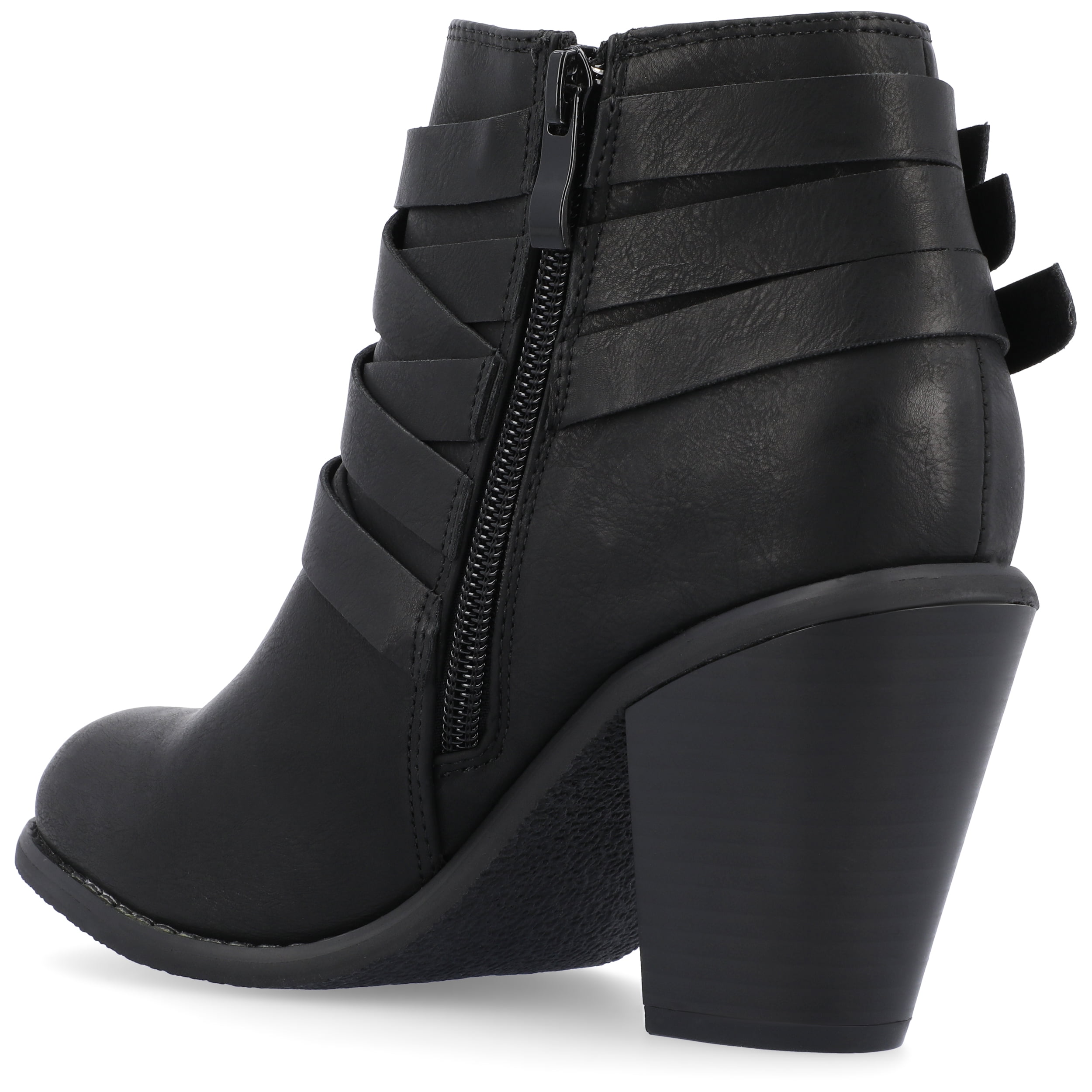 Journee Womens Strap Inside Zip Stacked Heel Booties, Widths Available