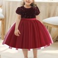 thumbnail image 2 of HAiming Children's Sequin Dress Flower Girl Short Sleeve Round Neck Pleated A-Lined Princess Dress Wedding Gown, 2 of 4