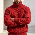 thumbnail image 6 of Fanshiluo Men's Turtleneck Cable Knit Sweater, Long Sleeve Pullover Knit Top,Size S,Big and Tall Men, 6 of 9