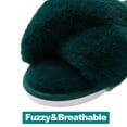 thumbnail image 3 of Comwarm Women's Fuzzy Slippers Open Toe Cross Band Slippers Memory Foam House Slippers for Women, Green, 3 of 6