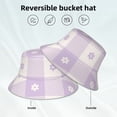 thumbnail image 3 of Vsdgher Floral Purple Buffalo Plaid Print Bucket Hat for Men&Women Bucket Hat Reversible Summer Double-Side-Wear Travel Gardening, Beach, Camping, Hiking, Fishing Cap, 3 of 5
