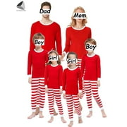 PULLIMORE Family Matching Christmas Pajamas Set Red Striped Long Sleeve Tops Pants Nightwear Sleepwear for Dad Mom Boys Girls (5T, Kids)