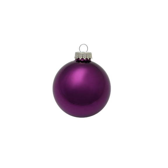 12ct Shiny Purple Glass Ball Christmas Ornaments 2.75" (70mm)
