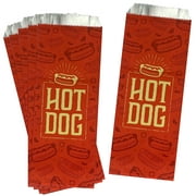 50 Printed Foil  Hot Dog Bags - Silver Red