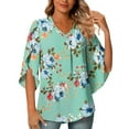 thumbnail image 2 of Fashion T Shirts for Women Split Sleeves V Neck Blosue Floral Print Casual T Shirts Loose Flowy Tunic Shirts Graphic Casual Tee Shirt My Order, 2 of 8