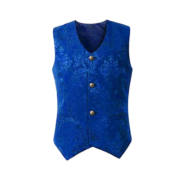 Chaleco de hombre con botones de Color sólido para adultos, chaleco informal para fiesta, vacaciones, ropa, traje, abrigo, chaqueta de Cosplay Chaquetas de traje, americanas y abrigos Azul L Sonducket AP013947-15